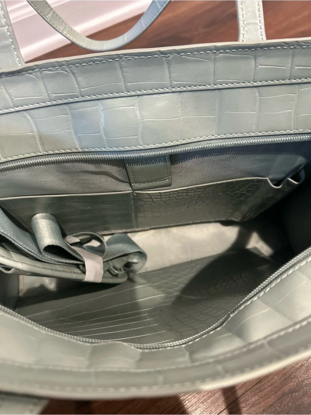 New Beis mini work tote in slate croc - Picture 10 of 14
